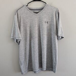 Under Armour Men's Tech V-Neck Short Sleeve Shirt Heathered Gray Size LG